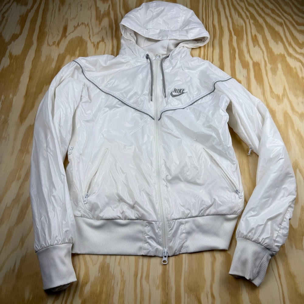 Vintage Nike Sportswear Womens Windrunner Jacket White Full Zip Hoodie Size S